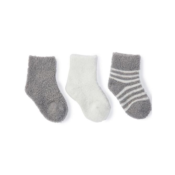 Barefoot Dreams The CozyChic Lite Infant Sock Set, Pewter and Pearl