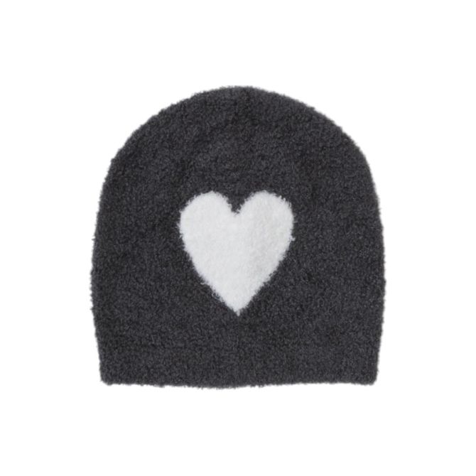 Barefoot Dreams Cozychic Lite Baby Heart Beanie, Carbon and Pearl