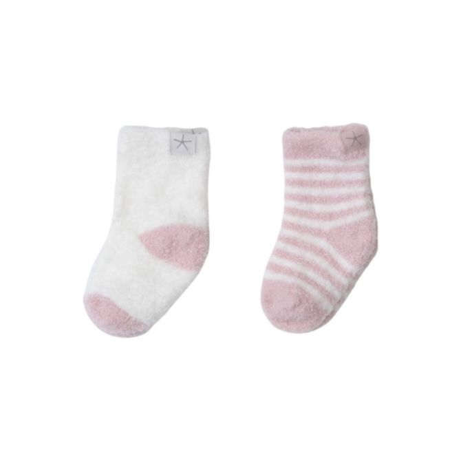 Barefoot Dreams Cozychic Lite Baby Heart Sock Set, Pink Peony and Pearl