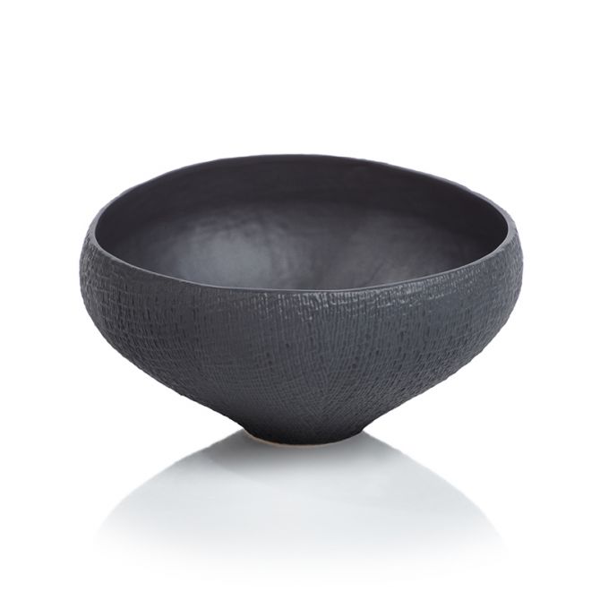 Zodax Mara Sand Organic Black Ceramic Tall Bowl, Large