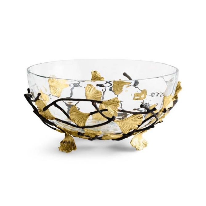 Michael Aram Golden Ginkgo Glass Bowl, Medium