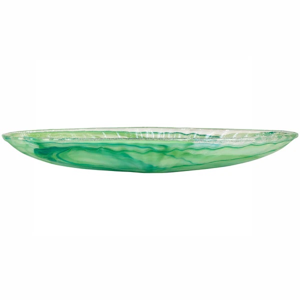 Vietri Onda Glass Green Long Oval Bowl