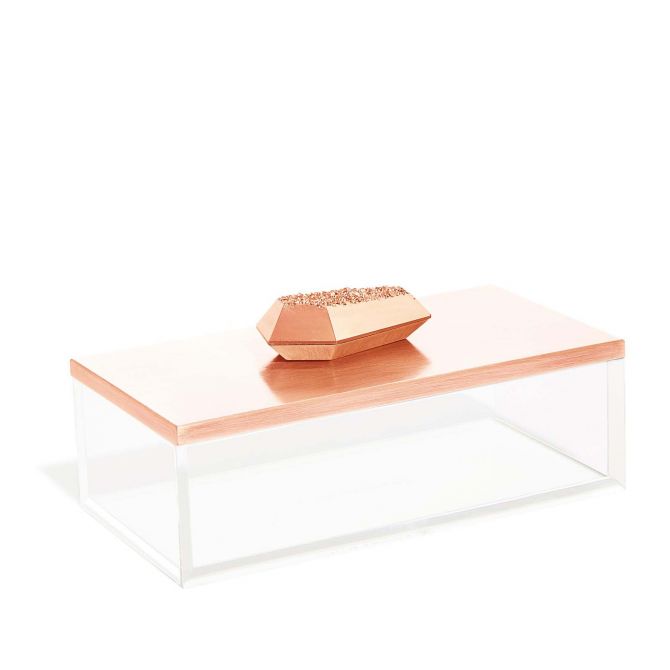 Kendra Scott Rectangular Acrylic Box In Rose Gold Drusy