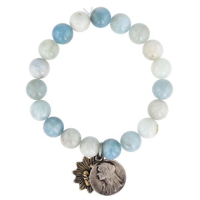 Miracle Icons Aquamarine 10mm Beaded Bracelet