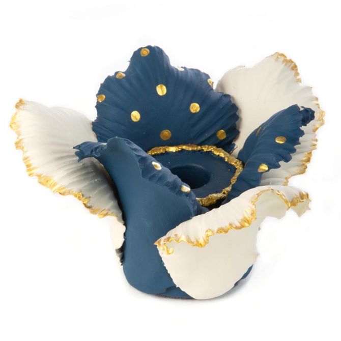 MacKenzie-Childs Daffodil Candle Holder, Blue & White