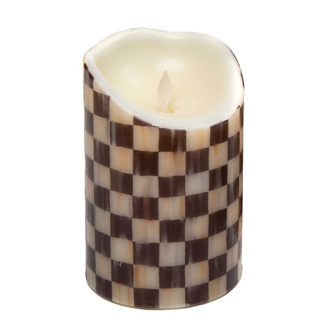 MacKenzie-Childs Courtly Check Flicker Pillar Candle, 6"