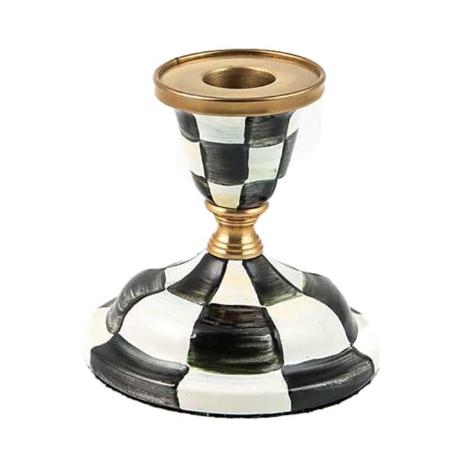 MacKenzie-Childs Courtly Check Enamel Candlestick, Short