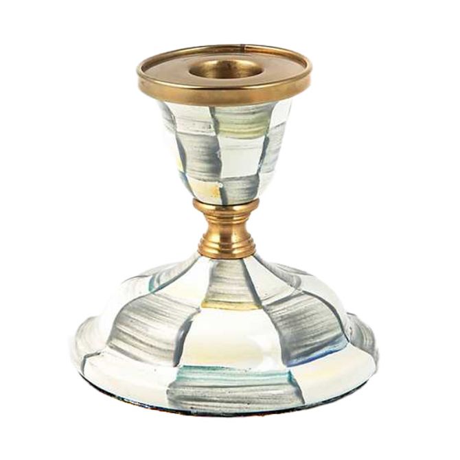 MacKenzie-Childs Sterling Check Enamel Candlestick, Short