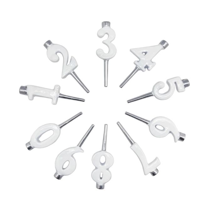 Mariposa White Candle Number Holders, Set of 10