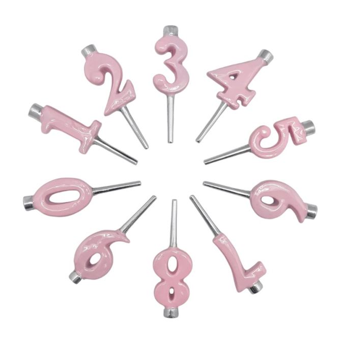 Mariposa Pink Candle Number Holders, Set of 10