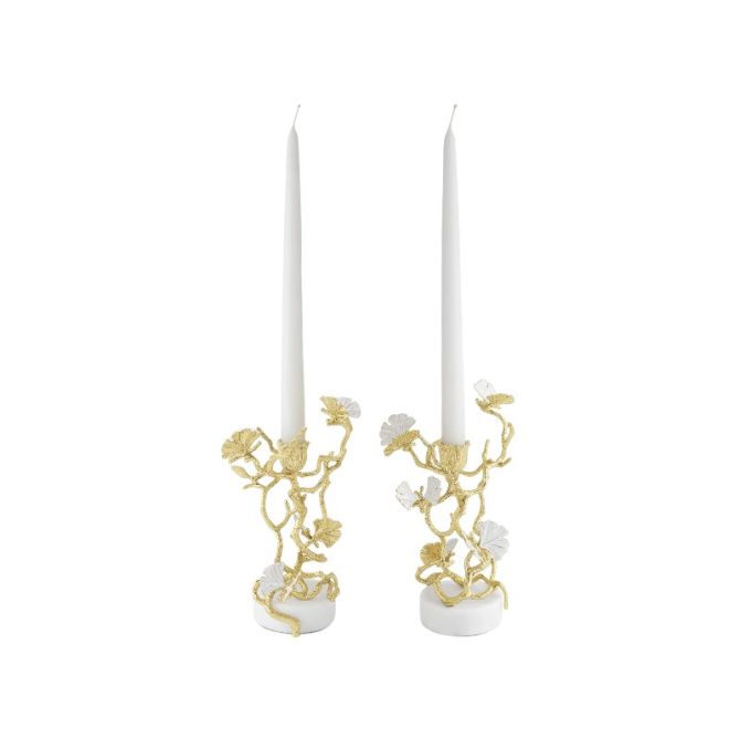 Michael Aram Butterfly Ginkgo Gold Candleholders, Set of 2