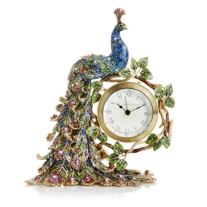 Jay Strongwater Argus Peacock Clock