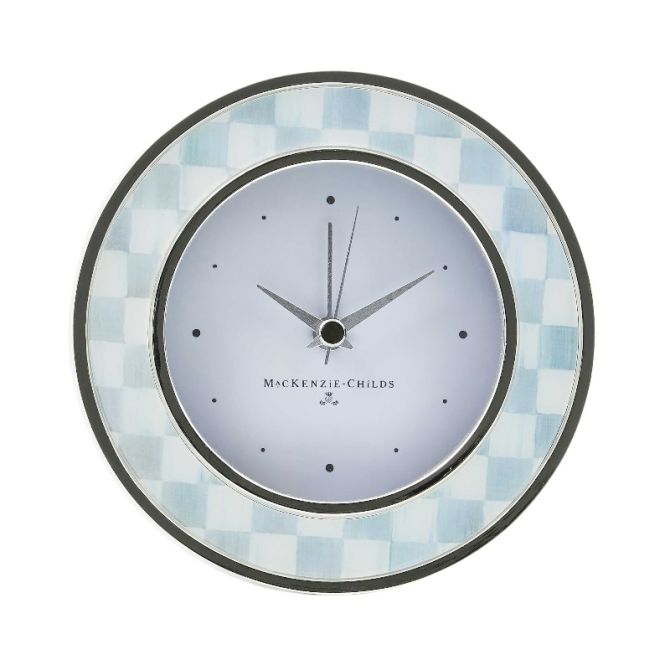 MacKenzie-Childs Sterling Check Round Desk Clock