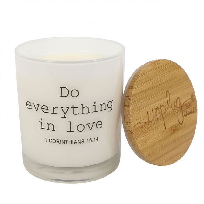 Unplug "Do Everything in Love" Soy Candle, White Tea