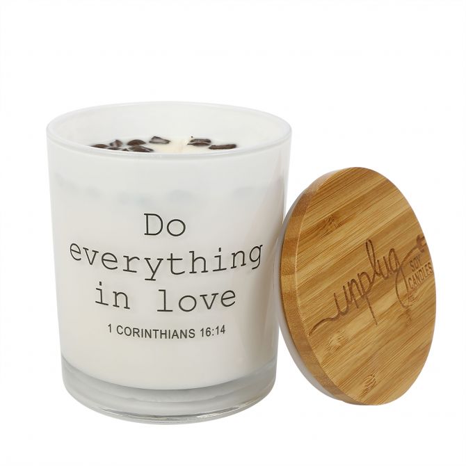 Unplug "Do Everything in Love" Soy Candle, Hazelnut Coffee