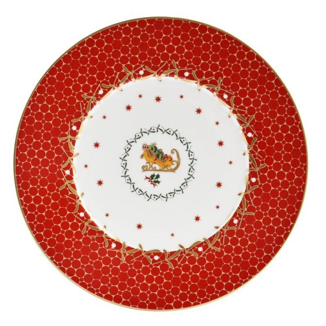 Bernardaud Noel Red Sleigh Salad Plate