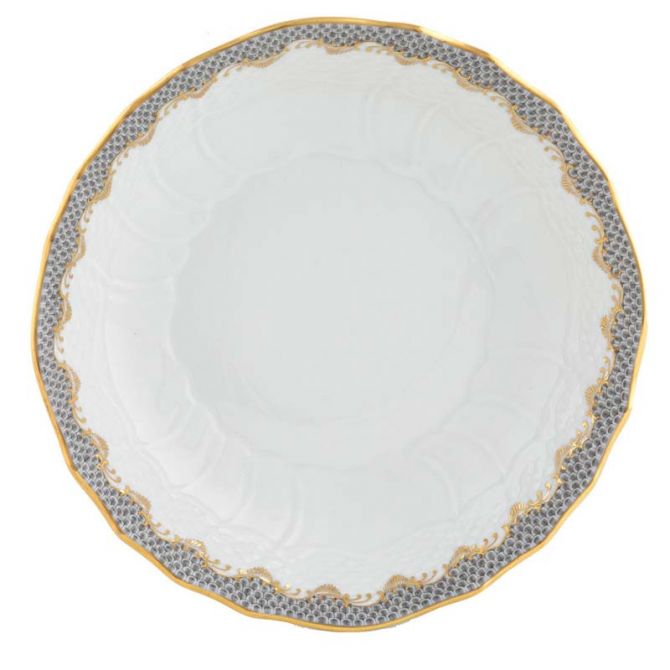 Herend Fish Scale Scalloped Dinner Bowl, Grey