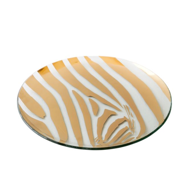 Annieglass Zebra Round Gold Charger