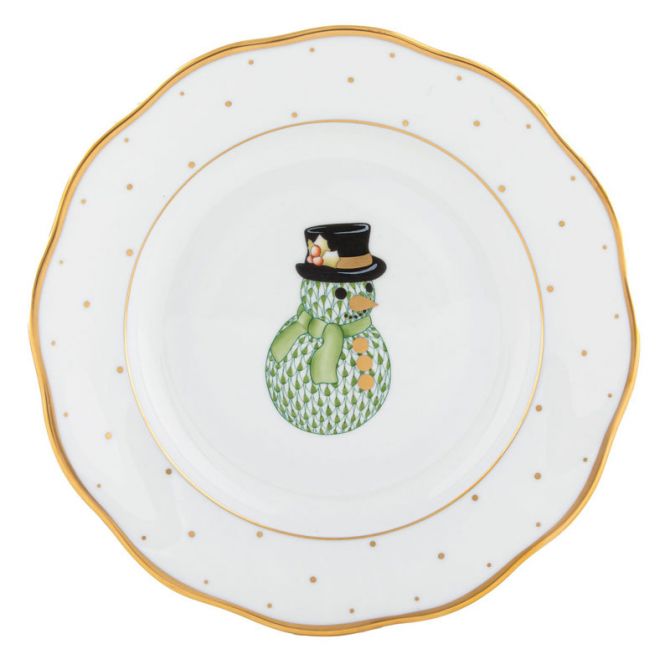 Herend Christmas Snowman Dessert Plate