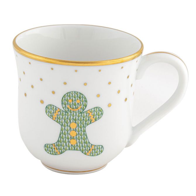 Herend Christmas Mug, Light Green Gingerbread