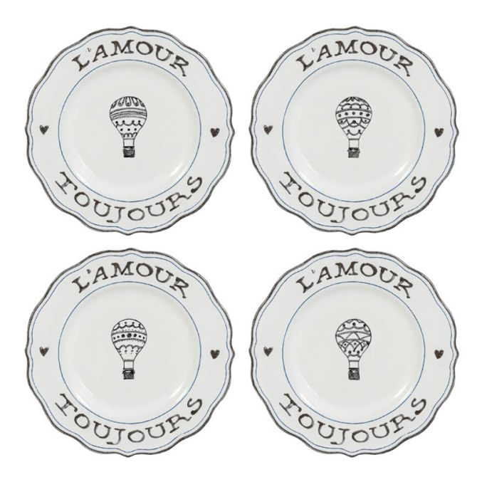 Juliska L'Amour Toujours Salad Plates, Set of 4