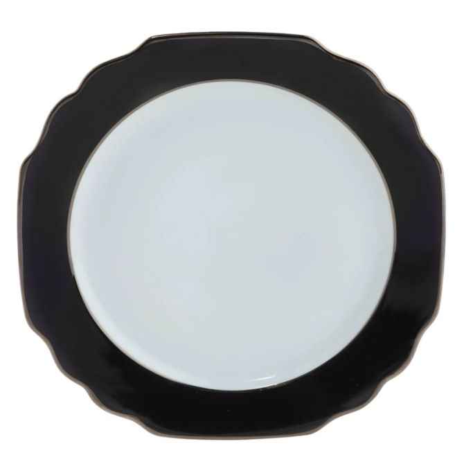 Pickard Georgian Colorsheen Black Ultra White and Gold Bread Plate