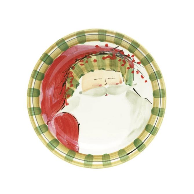 Vietri Old St. Nick with Striped Hat Round Salad Plate