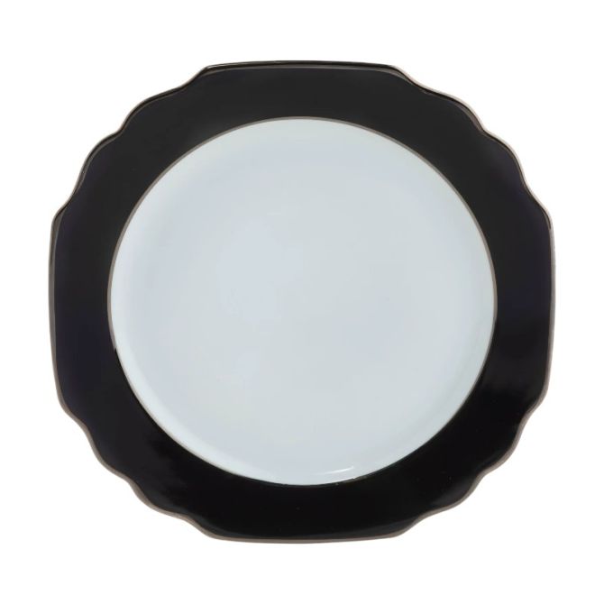 Pickard Georgian Colorsheen Black Ultra White and Gold Salad Plate