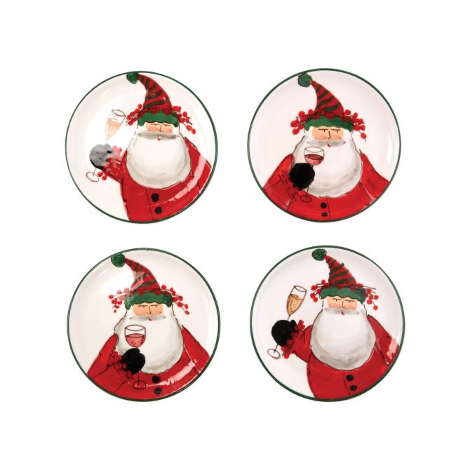 Vietri Old Saint Nick Cocktail Plates, Set of 4