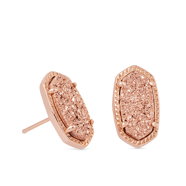 Kendra Scott Ellie Stud Earrings in Rose Gold Tone Drusy