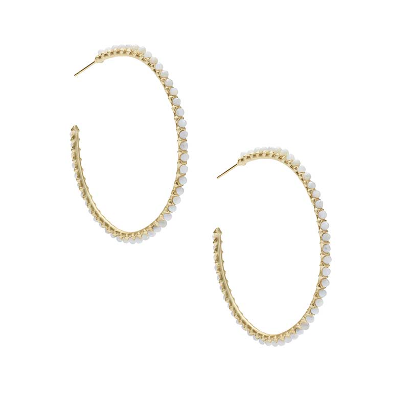 Kendra Scott Birdie Silver Hoop Earrings in Ivory Mother of Pearl ...