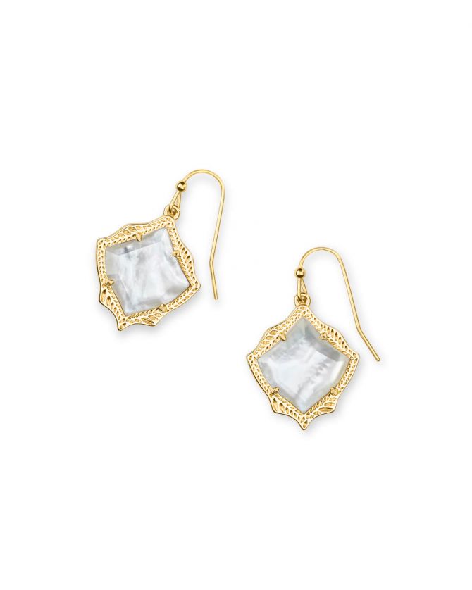 Kendra Scott Kyrie Gold Drop Earrings in Ivory Mother of Pearl