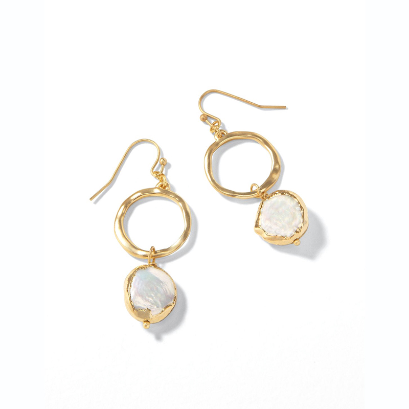 Spartina 449 Coin Pearl Ring Earrings, Gold | 288988 | Borsheims