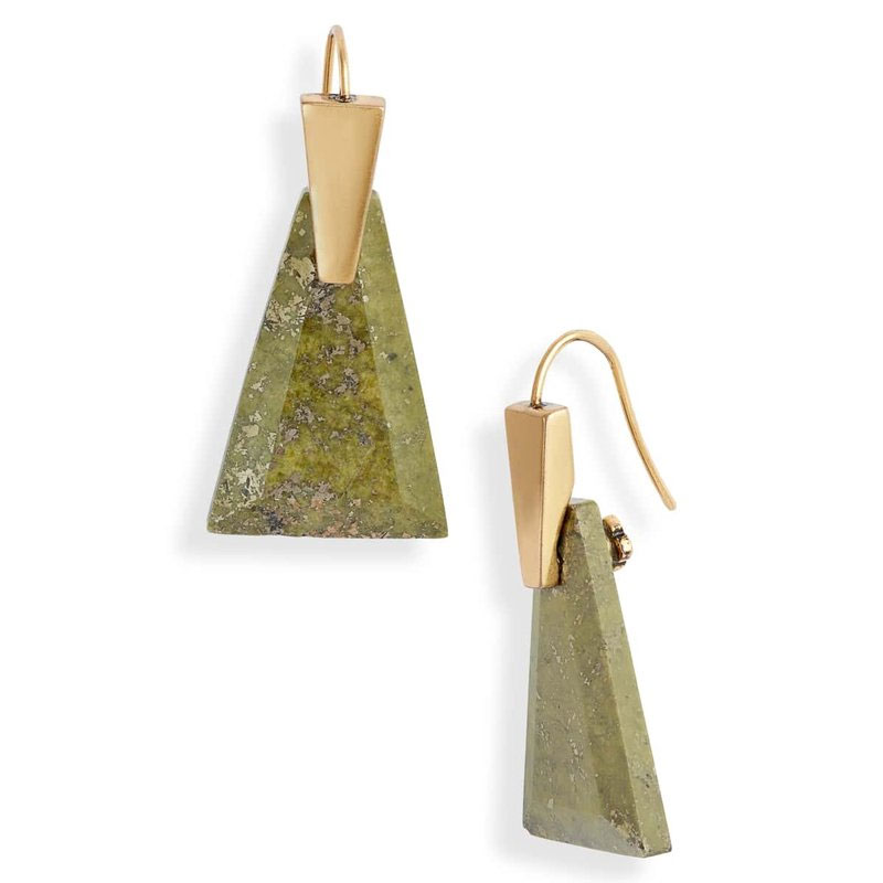 Kendra Scott Collins Vintage Gold Small Drop Earrings In Olive