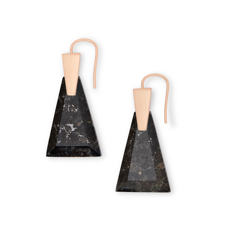 Kendra Scott Collins Rose Gold Small Drop Earrings In Black