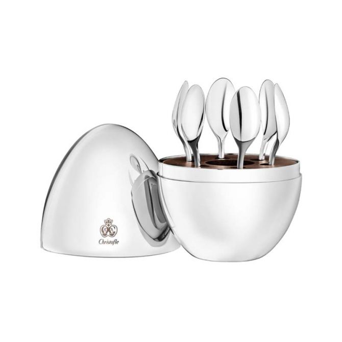 Christofle Mood 6 Piece Silver Espresso Spoon Set