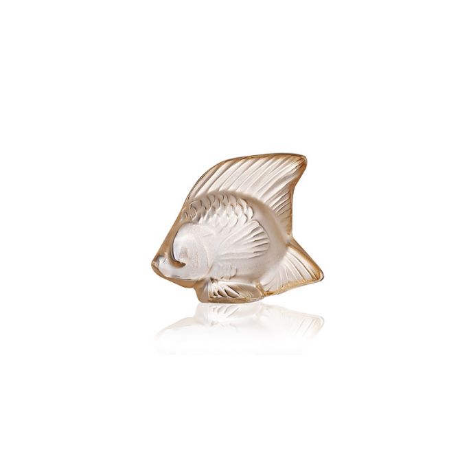 Lalique Fish Sculpture, Gold Luster