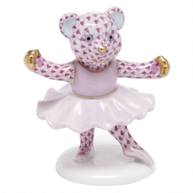 Herend Ballerina Bear, Raspberry