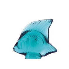 Lalique Fish Sculpture, Light Turquoise