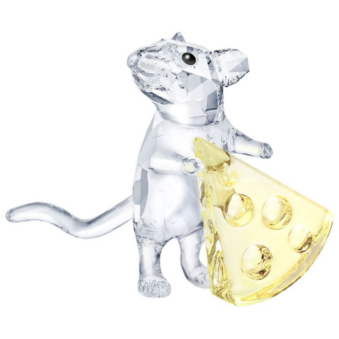 Swarovski Mouse with Cheese Figurine