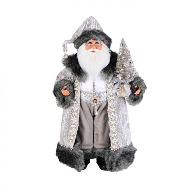 Karen Didion Lighted Jewel Platinum Elegance Santa Figure