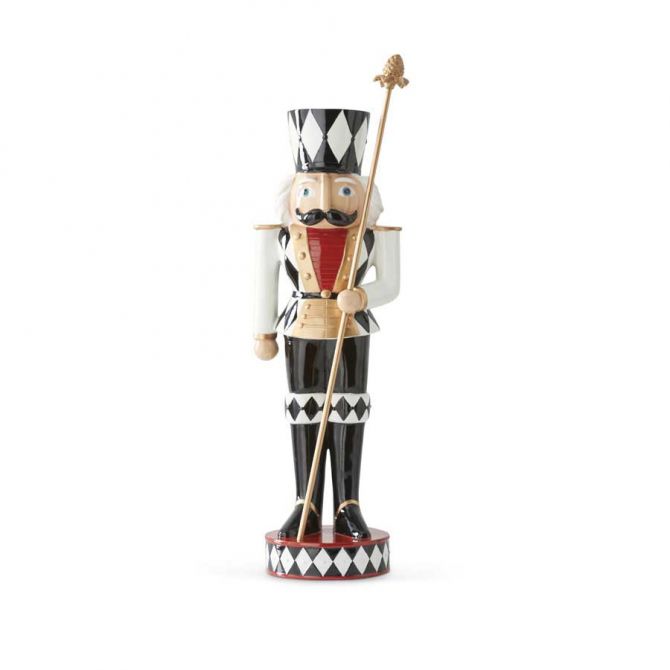 K&K Interiors Red & White Soldier Nutcracker w/Staff