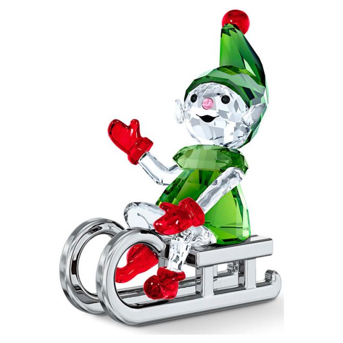 Swarovski Santa's Elf On Sleigh Figurine