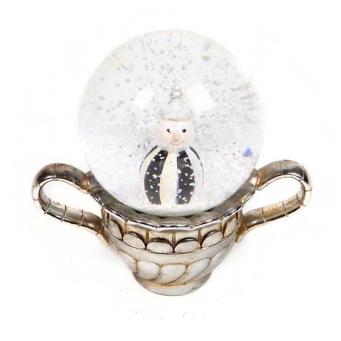 MacKenzie-Childs Vintage Silver Snowman Snow Globe