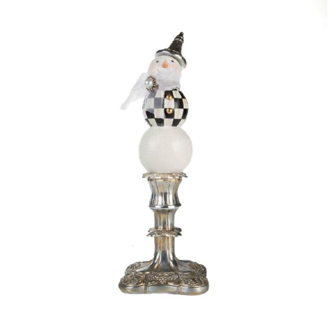 MacKenzie-Childs Vintage Silver Pedestal Snowman, Tall