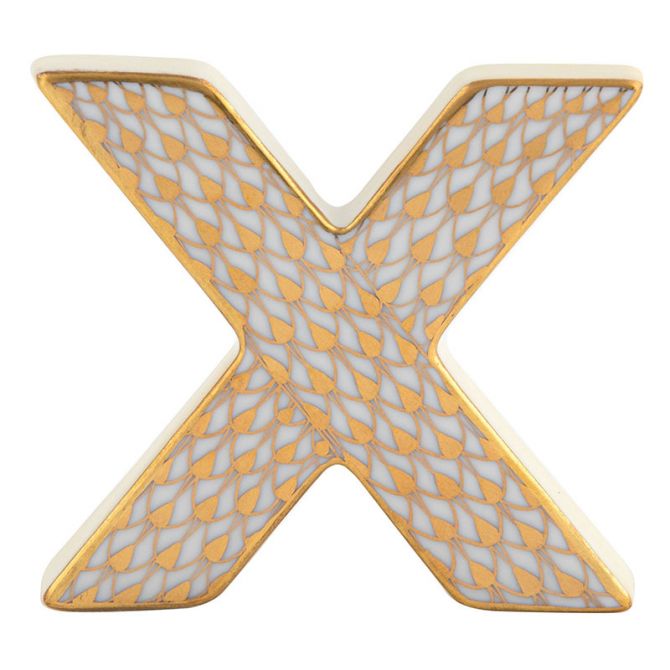 Herend Letter X Figurine, Gold