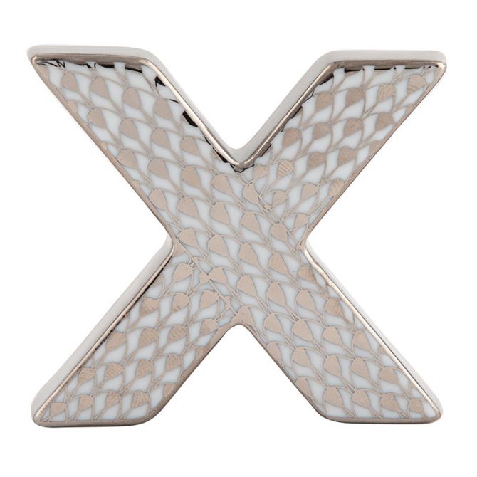 Herend Letter X Figurine, Platinum