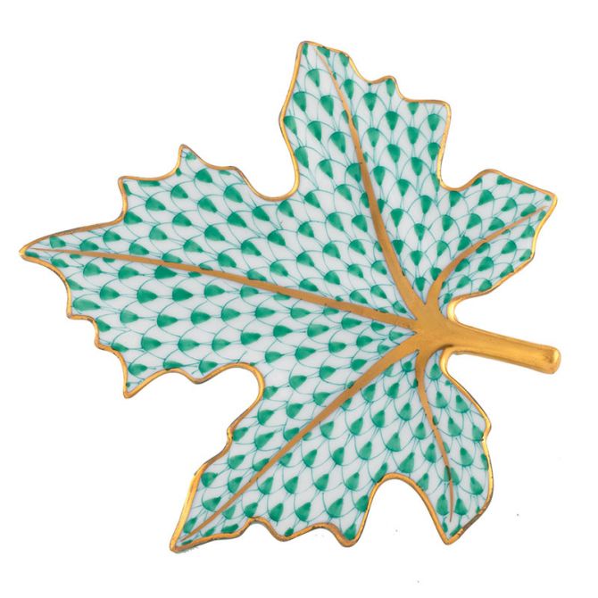 Herend Maple Leaf Figurine, Light Green