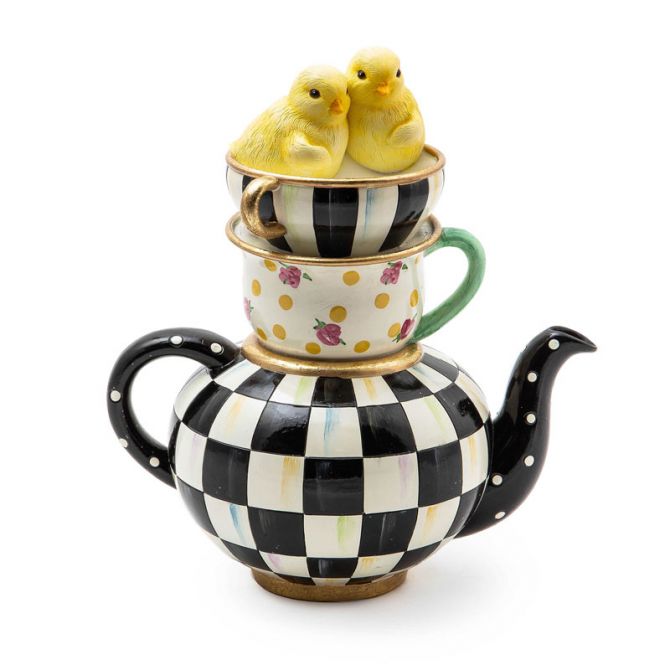 MacKenzie-Childs Courtly Chickatee Teapot