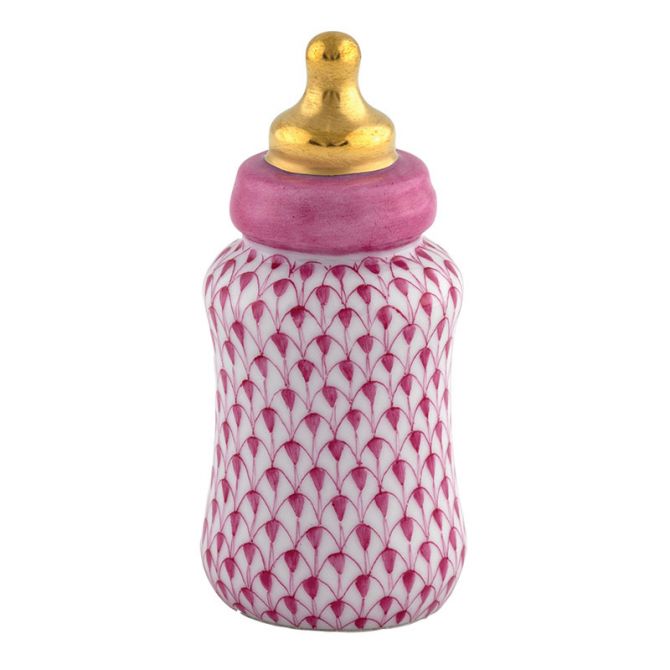 Herend Baby Bottle Figurine, Raspberry